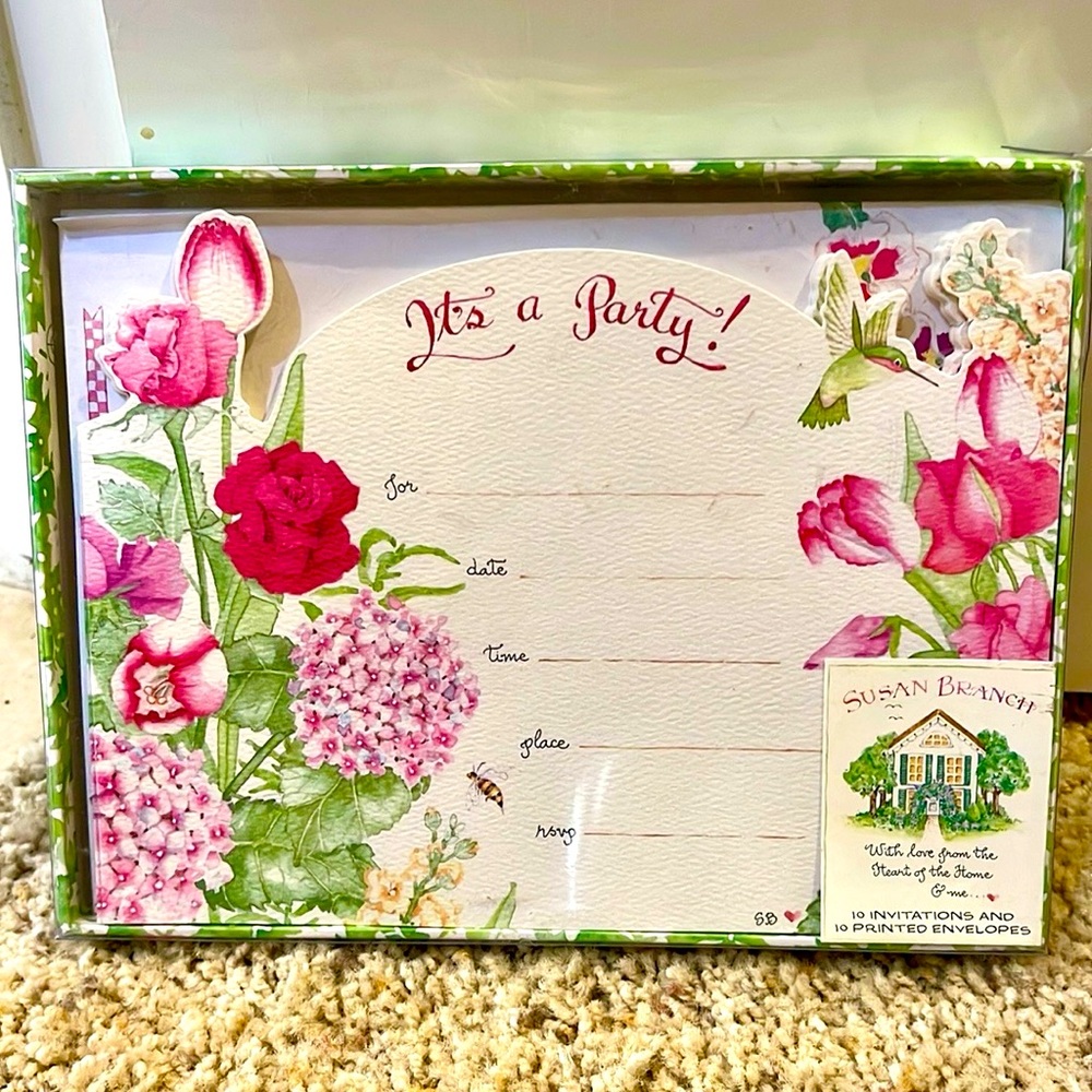 NIB Susan Branch “It’s A Party” invitations with matching envelopes